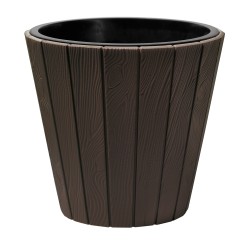Vaso per Fiori Piante Woode | Rotondo | Decorativo | in Plastica | da Interno Esterno | Design Moderno